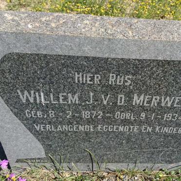 MERWE Willem J., v.d. 1872-1934