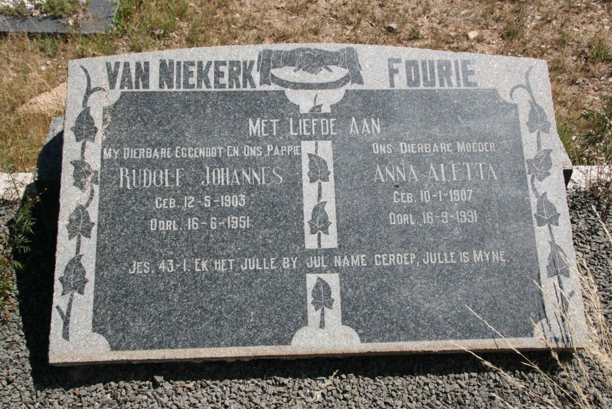 NIEKERK Rudolf Johannes, van 1903-1951 &amp; Anna Aletta 1907-1991