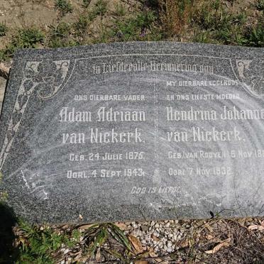 NIEKERK Adam Adriaan, van 1875-1943 &amp; Hendrina Johanna VAN ROOYEN 1881-1932