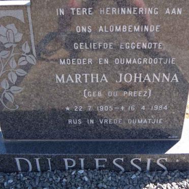 PLESSIS Martha Johanna, du nee DU PREEZ 1905-1984