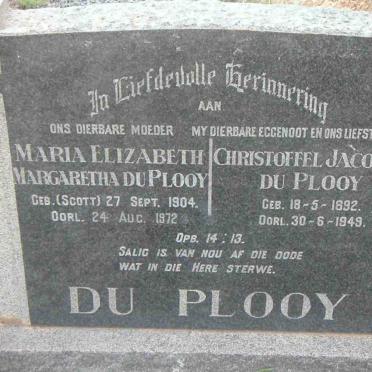 PLOOY Christoffel Jacobus, du 1892-1949 &amp; Maria Elizabeth Margaretha SCOTT 1904-1972