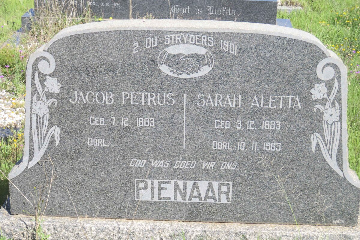 PIENAAR Jacob Petrus 1883- &amp; Sarah Aletta 1883-1963