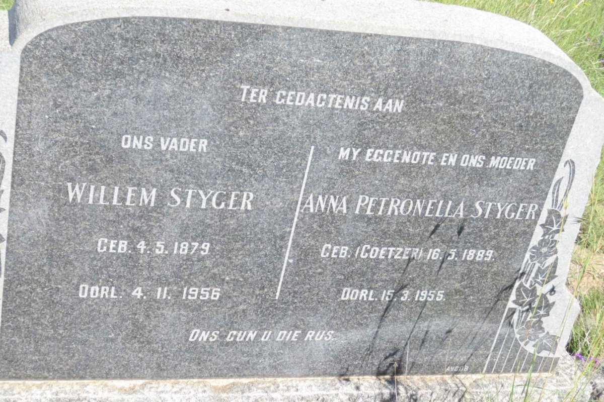 STYGER Willem 1879-1956 &amp; Anna Petronella COETZER 1889-1955