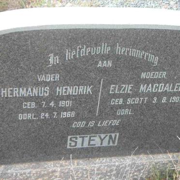 STEYN Hermanus Hendrik 1901-1968 &amp; Elzie Magdalena SCOTT 1908-