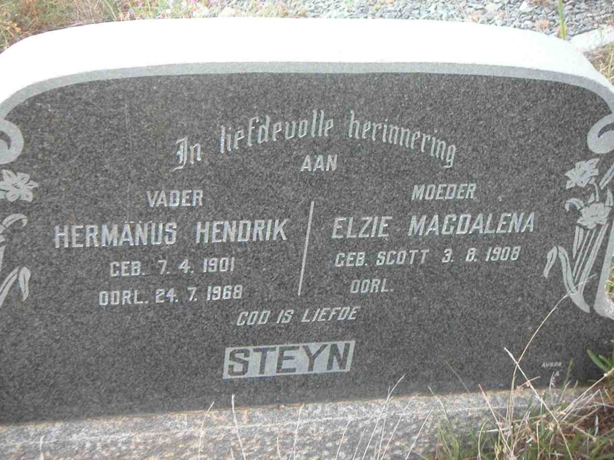 STEYN Hermanus Hendrik 1901-1968 &amp; Elzie Magdalena SCOTT 1908-