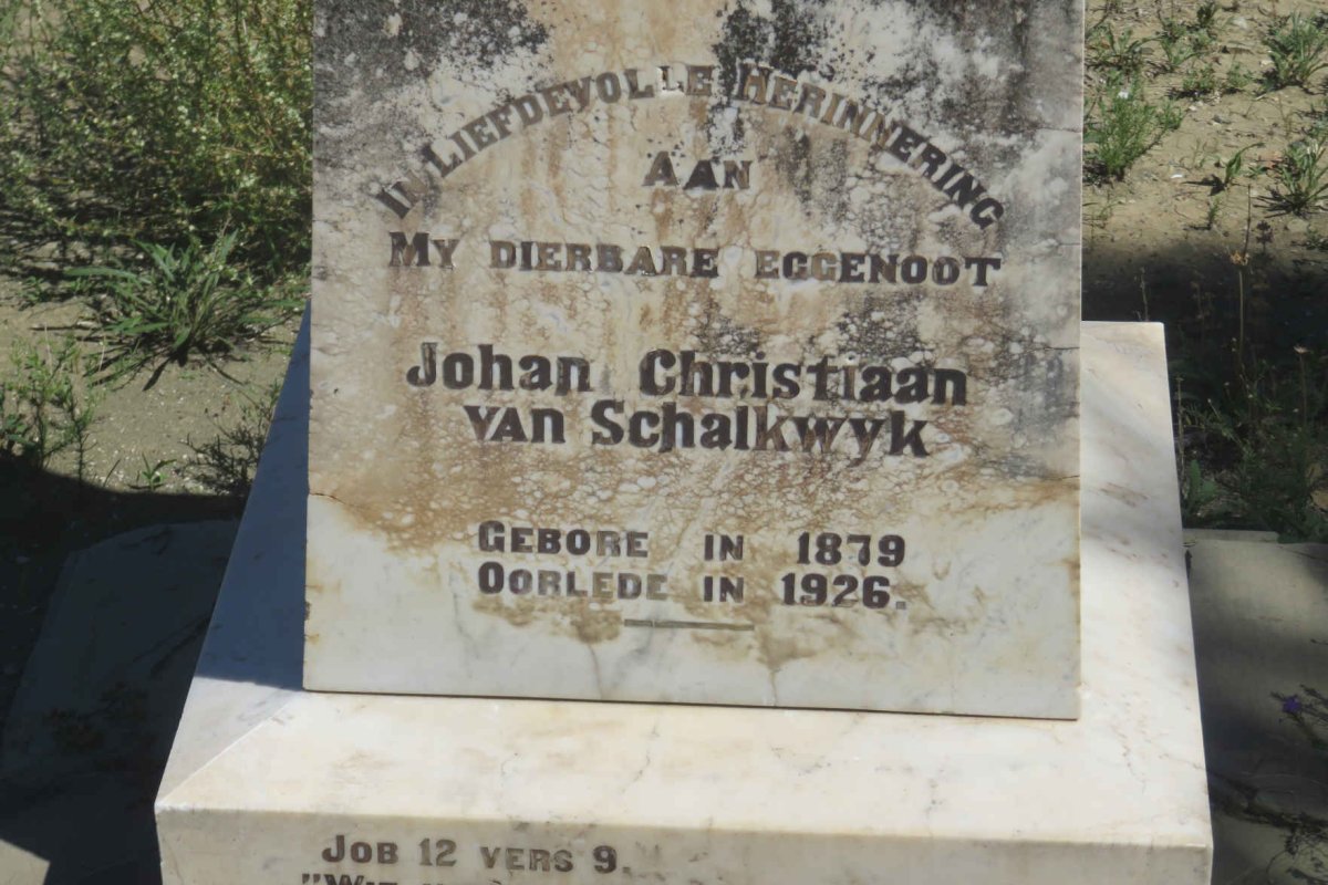 SCHALKWYK Johan Christiaan, van 1879-1926