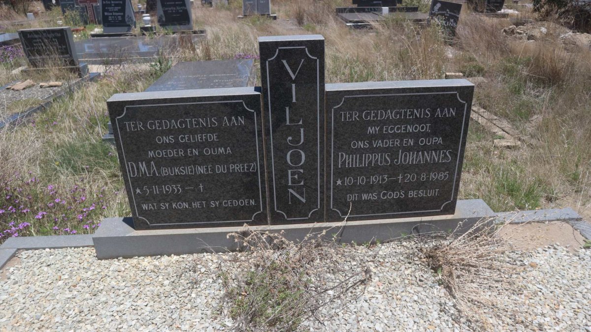 VILJOEN Philippus Johannes 1913-1985 &amp; D.M.A. DU PREEZ 1933-