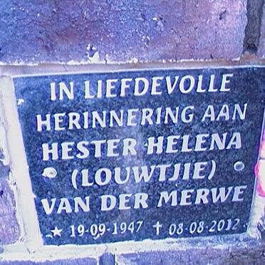 MERWE Hester Helena, van der 1947-2012