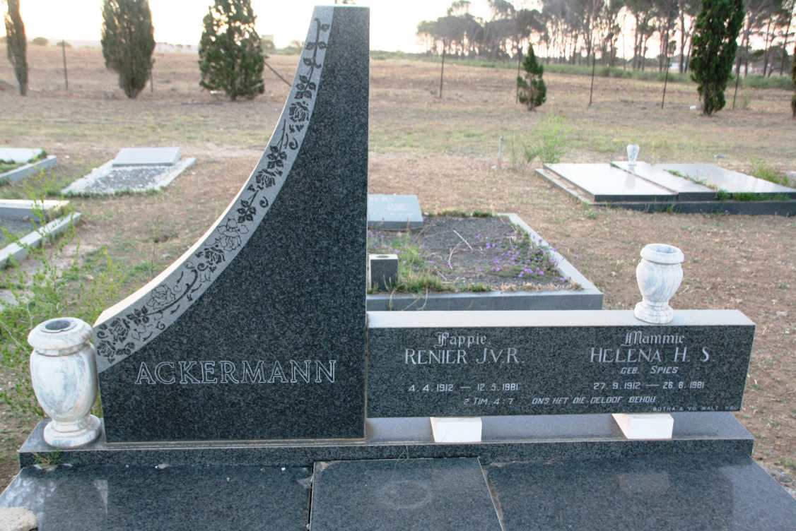 ACKERMANN Renier J.v.R. 1912-1981 & Helena H.S. SPIES 1912-1981