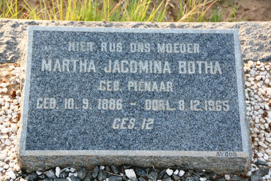 BOTHA Martha Jacomina nee PIENAAR 1886-1965