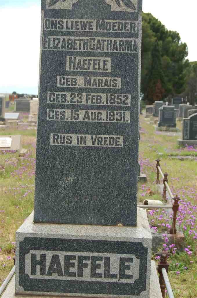 HAEFELE Elizabeth Catharina nee MARAIS 1852-1931