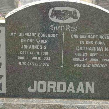 JORDAAN Johannes S. 1901-1952 &amp; Catharina M. 1905-1994