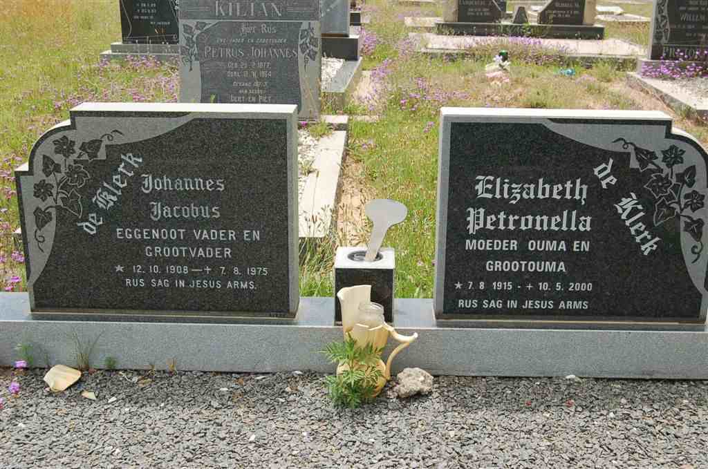 KLERK Johannes Jacobus, de 1908-1975 &amp; Elizabeth Petronella 1915-2000