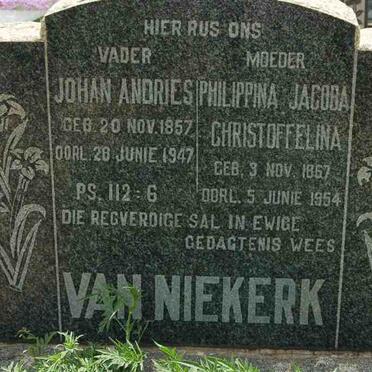 NIEKERK Johan Andries, van 1857-1947 &amp; Philippina Jacoba Christoffelina 1867-1954
