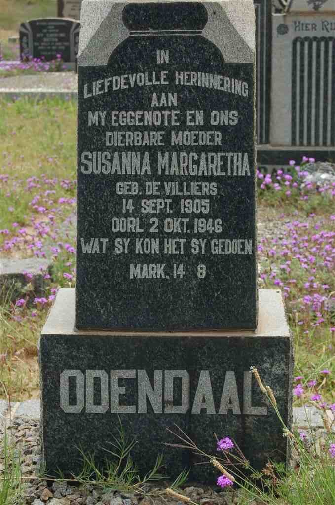 ODENDAAL Susanna Margaretha nee DE VILLIERS 1905-1946