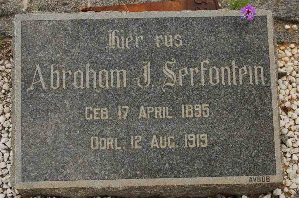 SERFONTEIN Abraham J. 1895-1919