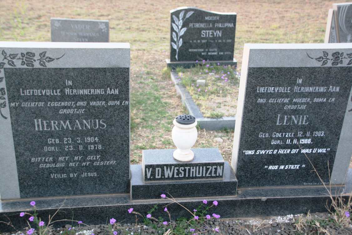 WESTHUIZEN Hermanus, v.d. 1904-1978 & Lenie COETZEE 1903-1986 