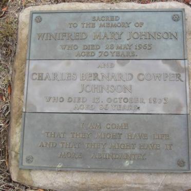 JOHNSON Charles Bernard Cowper -1973 &amp; Winifred Mary -1963