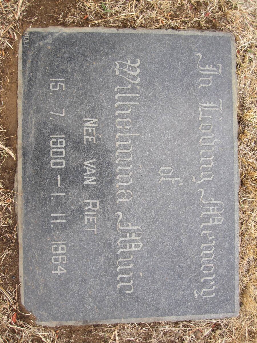 MUIR Wilhelmina nee VAN RIET 1900-1964