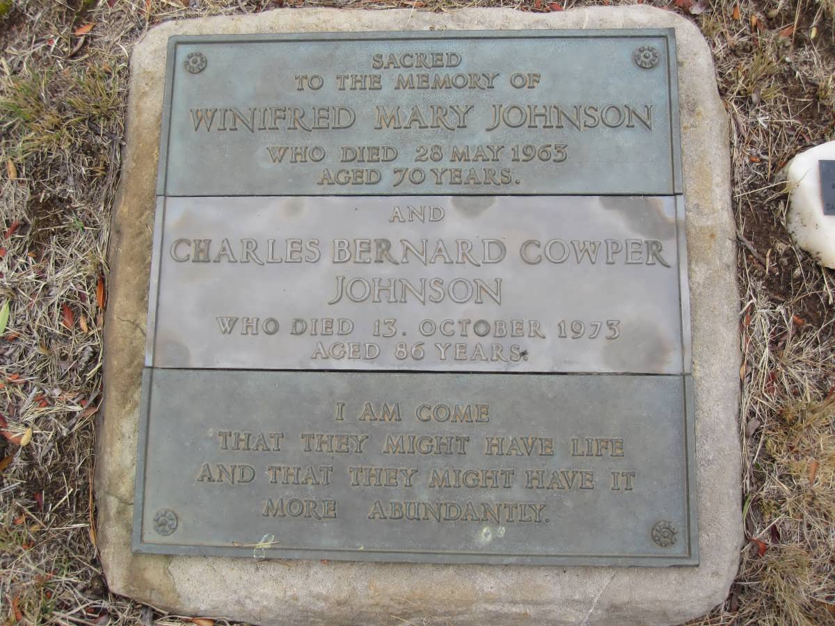 JOHNSON Charles Bernard Cowper -1973 &amp; Winifred Mary -1963