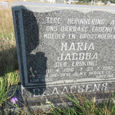 CLAASSENS Maria Jacoba nee ERSKINE 1916-1992