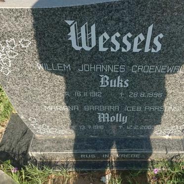 WESSELS Willem Johannes Groenewald 1912-1996 &amp; Mariana Barbara PARSONS 1916-2003