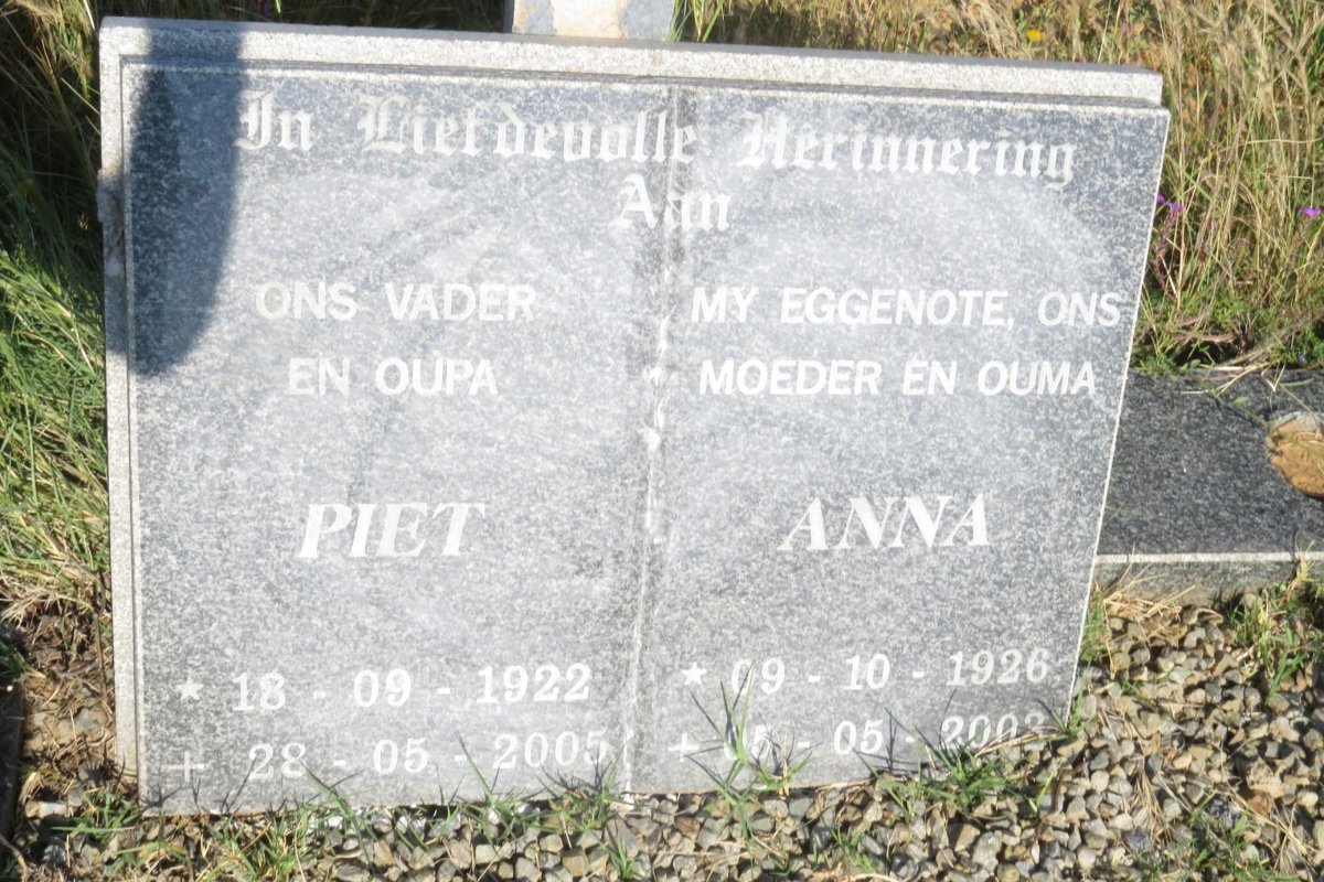 ? Piet 1922-2005 &amp; Anna 1926-2003