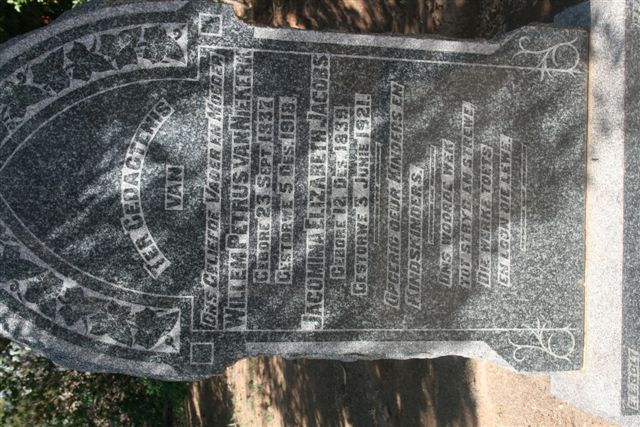 NIEKERK Willem Petrus, van 1837-1918 &amp; Jacomina Elizabeth JACOBS 1839-1921