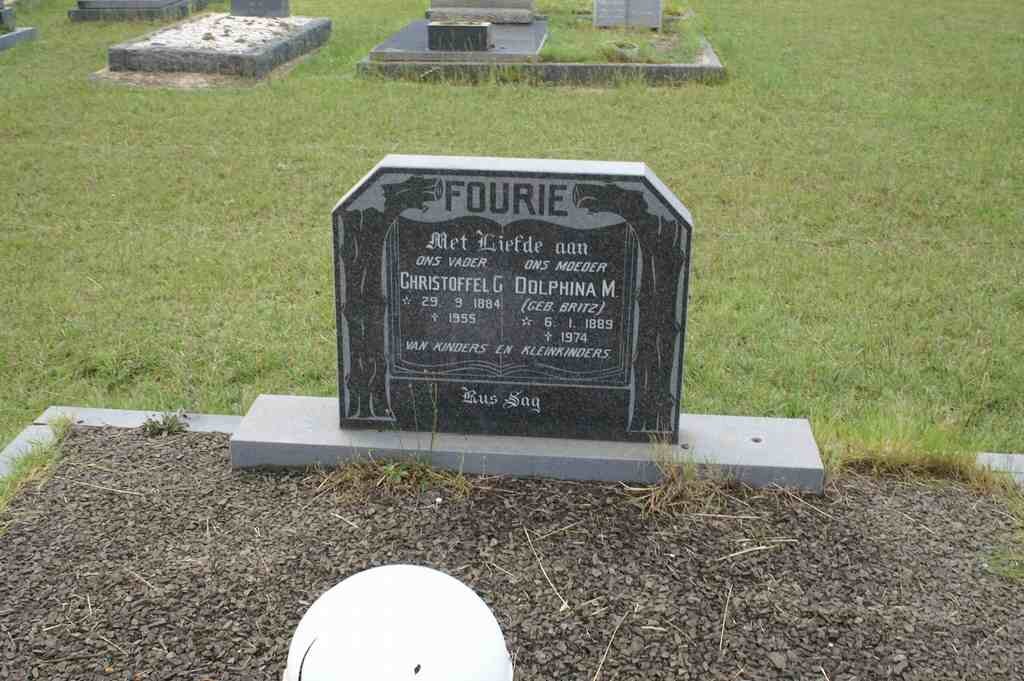 FOURIE Christoffel G. 1884-1955 &amp; Dolphina M. BRITZ 1889-1974