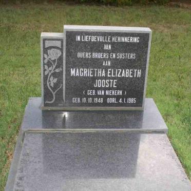 JOOSTE Magrietha Elizabeth nee VAN NIEKERK 1948-1985