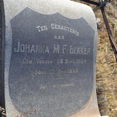 BEKKER Johanna M.E. nee VENTER 1904-1935