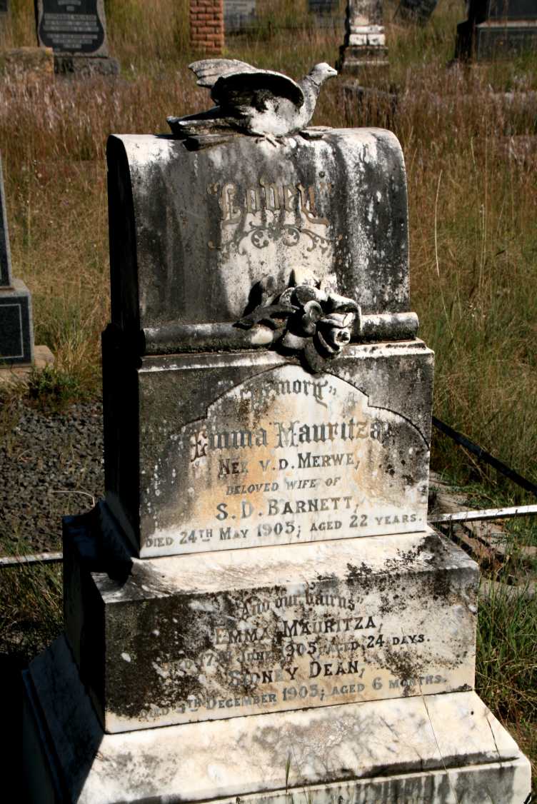 BARNETT Emma Mauritza nee V.D. MERWE -1905 :: BARNETT Emma Mauritza 1905-1905 :: BARNETT Sidney Dean 1905-1905