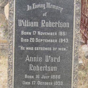 ROBERTSON William 1861-1943 &amp; Annie Ward 1886-1953