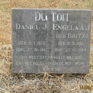 TOIT Daniel J., du 1870-1947 &amp; Engela A.J. BRITZ 1881-1964