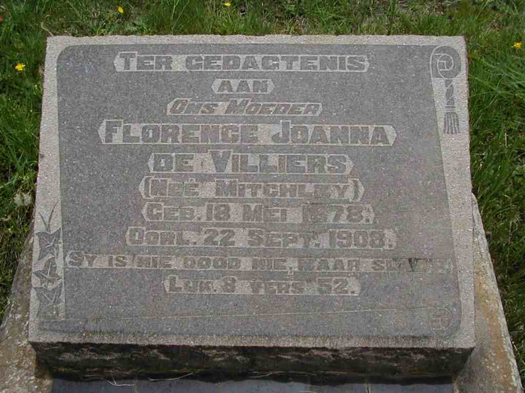 VILLIERS Florence Joanna, de née MITCHLEY 1878-1908