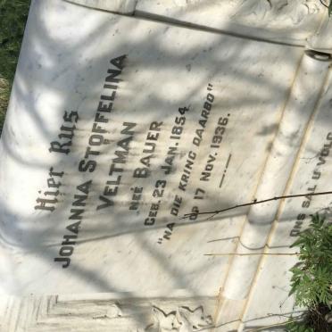 VELTMAN Johanna Stoffelina nee BAUER 1854-1936