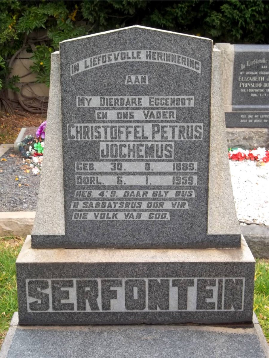 SERFONTEIN Christoffel Petrus Jochemus 1889-1959