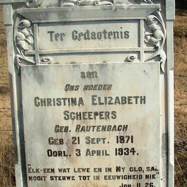 SCHEEPERS Christina Elizabeth nee RAUTENBACH 1871-1934