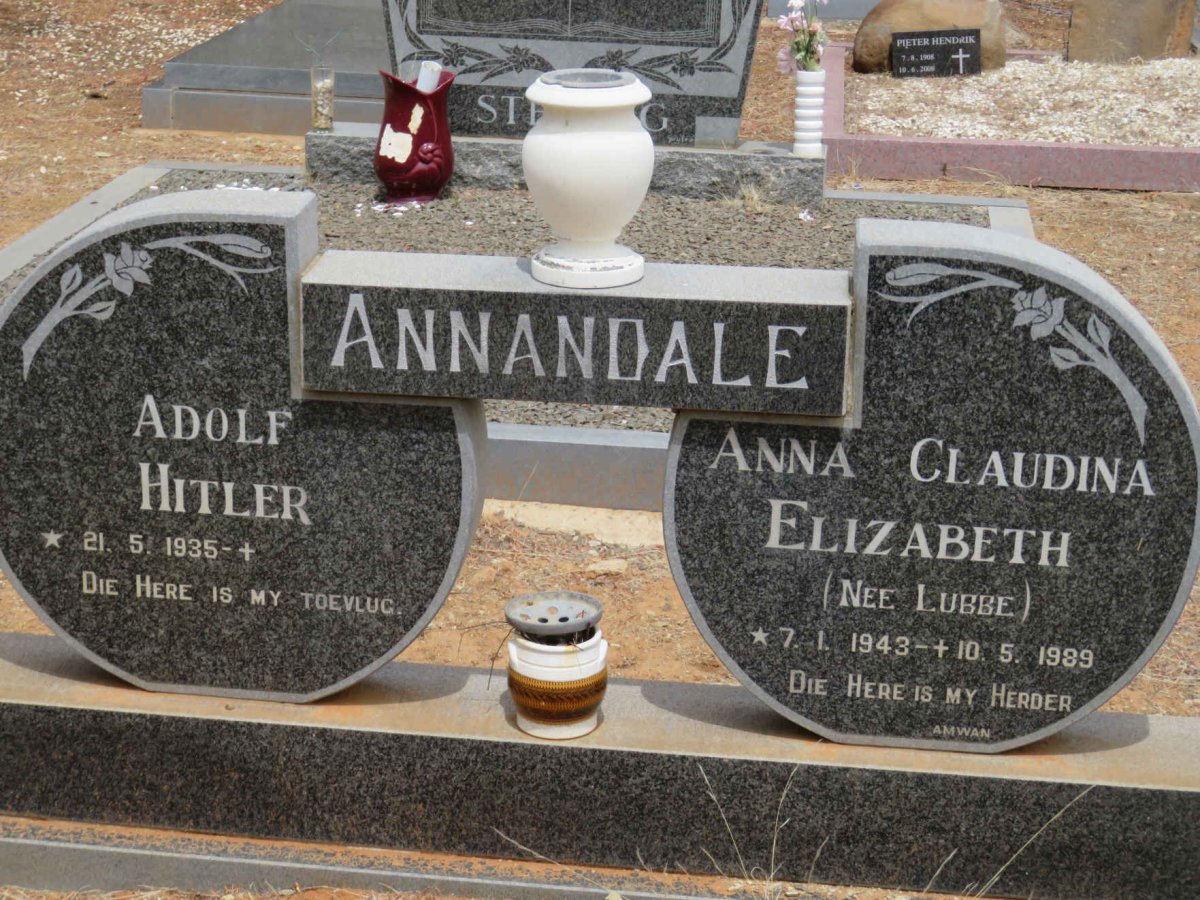 ANNANDALE Adolf Hitler 1935- &amp; Anna Claudina Elizabeth LUBBE 1943-1989
