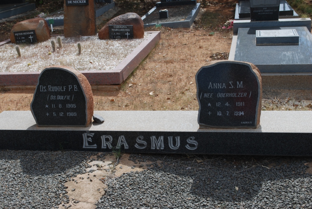 ERASMUS Rudolf P.B. 1905-1989 &amp; Anna S.M. OBERHOLZER 1911-1994