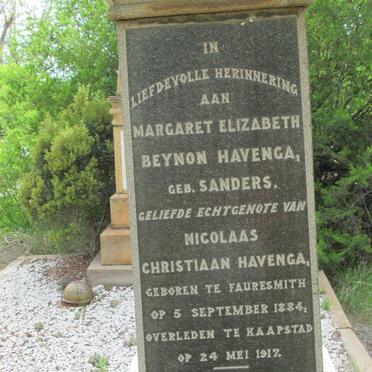 HAVENGA Margaret Elizabeth Beynon nee SANDERS 1884-1917