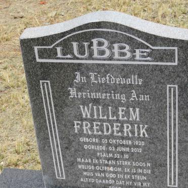 LUBBE Willem Frederik 1920-2012