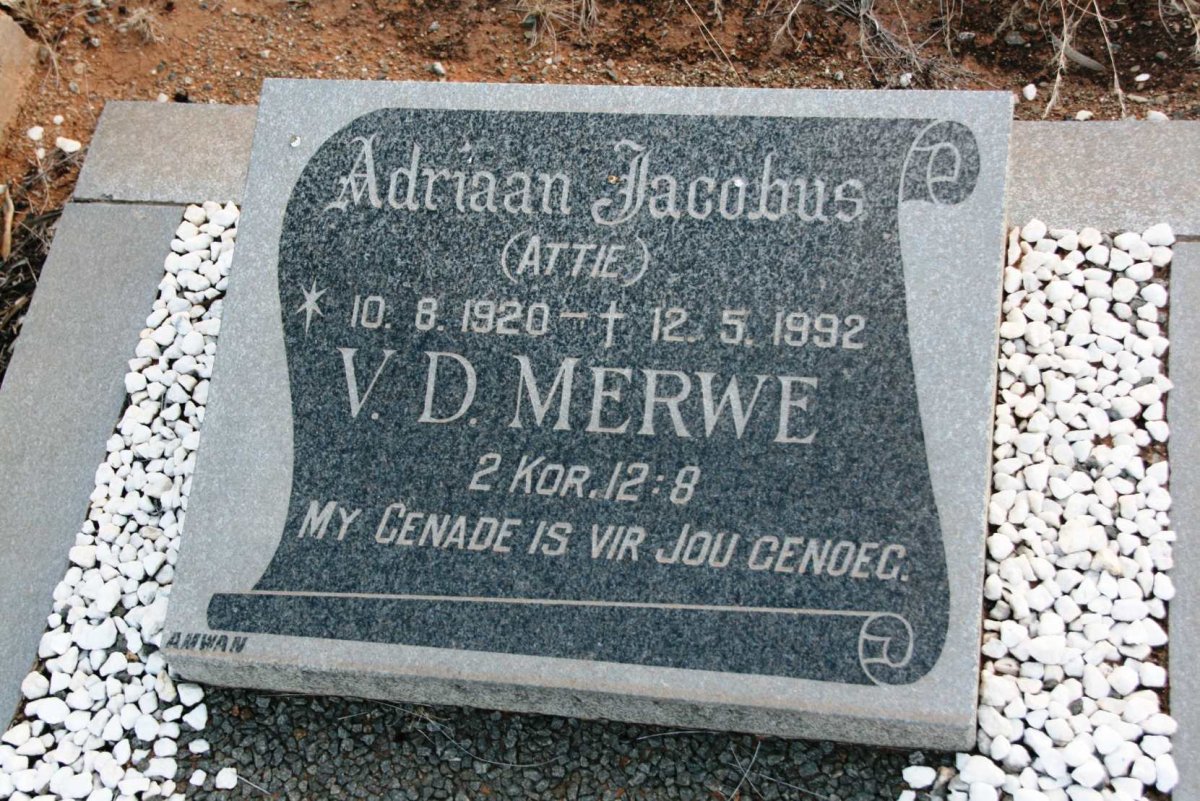 MERWE Adriaan Jacobus, v.d. 1920-1992