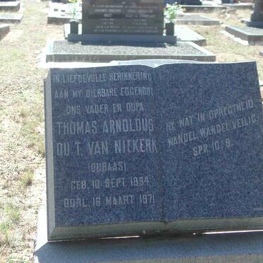 NIEKERK Thomas Arnoldus du T., van 1894-1971