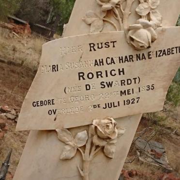 RORICH Maria Susannah Catharina Elizabeth nee DE SWARDT 1835-1927