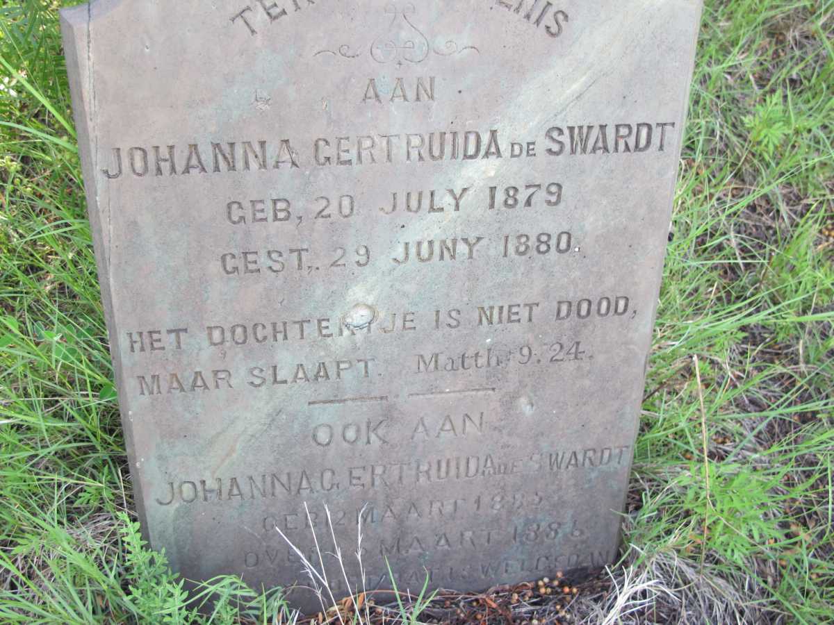 SWARDT Johanna Gertruida, de 1879-1880 :: DE SWARDT Johanna Gertruida 1885-1886