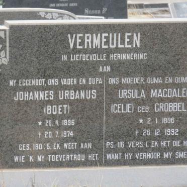VERMEULEN Johannes Urbanus 1896-1974 &amp; Ursula Magdalena GROBBELAAR 1896-1992