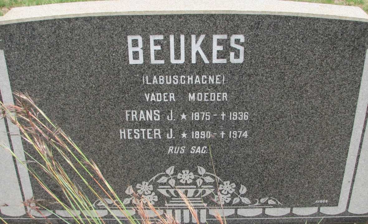 BEUKES Frans J. 1875-1936 &amp; Hester J. LABUSCHAGNE 1890-1974