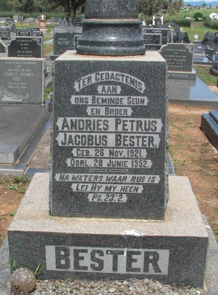 BESTER Andries Petrus Jacobus 1921-1952