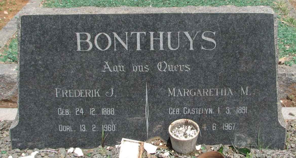 BONTHUYS Frederik J. 1888-1960 &amp; Margaretha M. CASTELYN 1891-1967